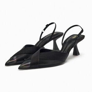 Zara SLINGBACK HEELS BLACK 2234/110